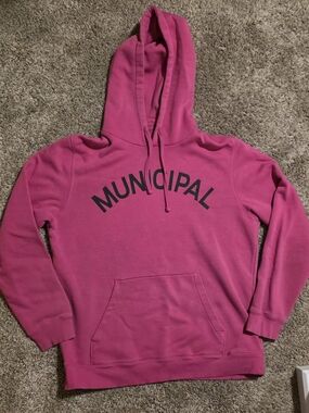 Municipal Unisex Adult L Bright Pink Logo Hoodie